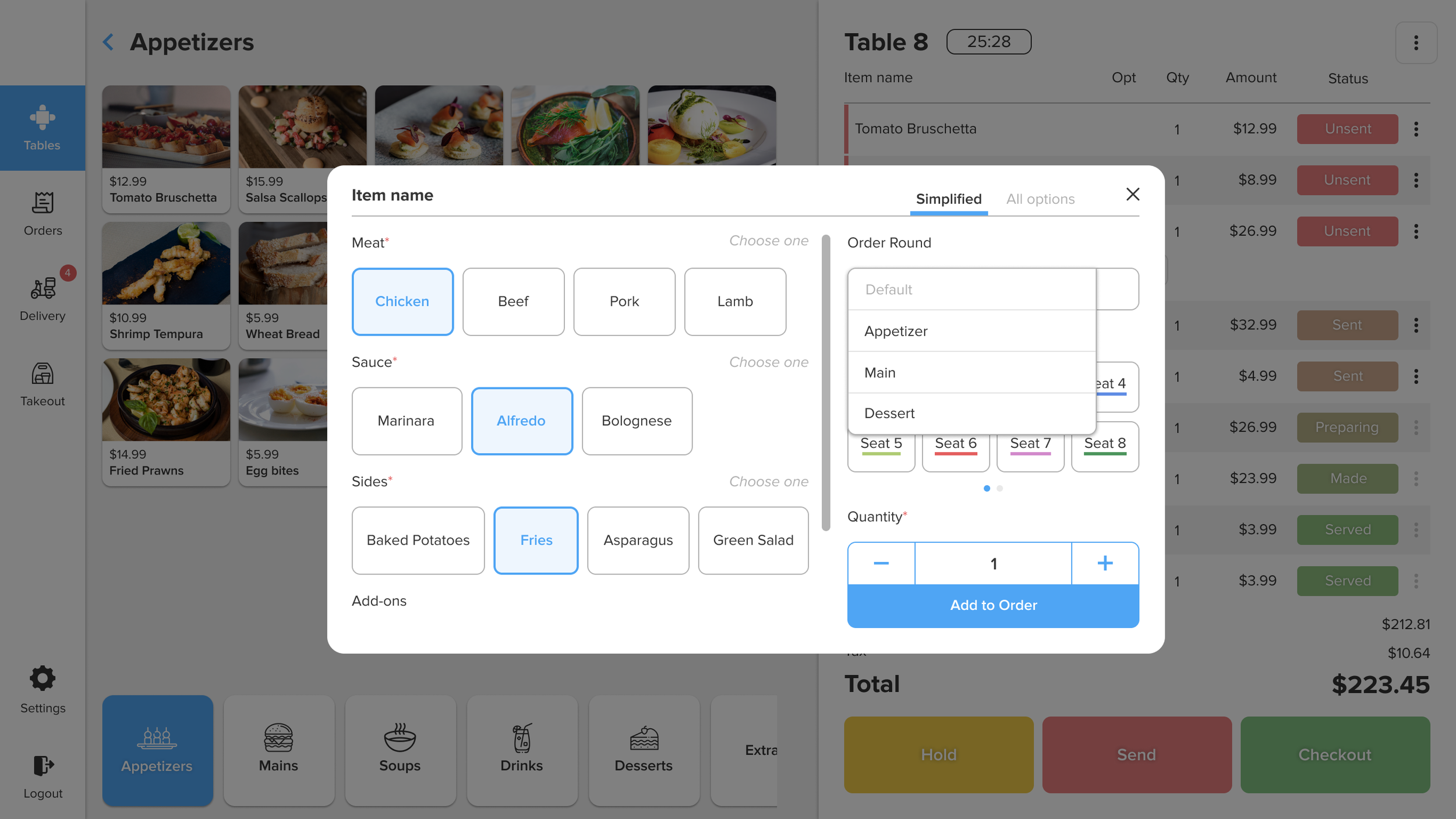 Item customization selections
