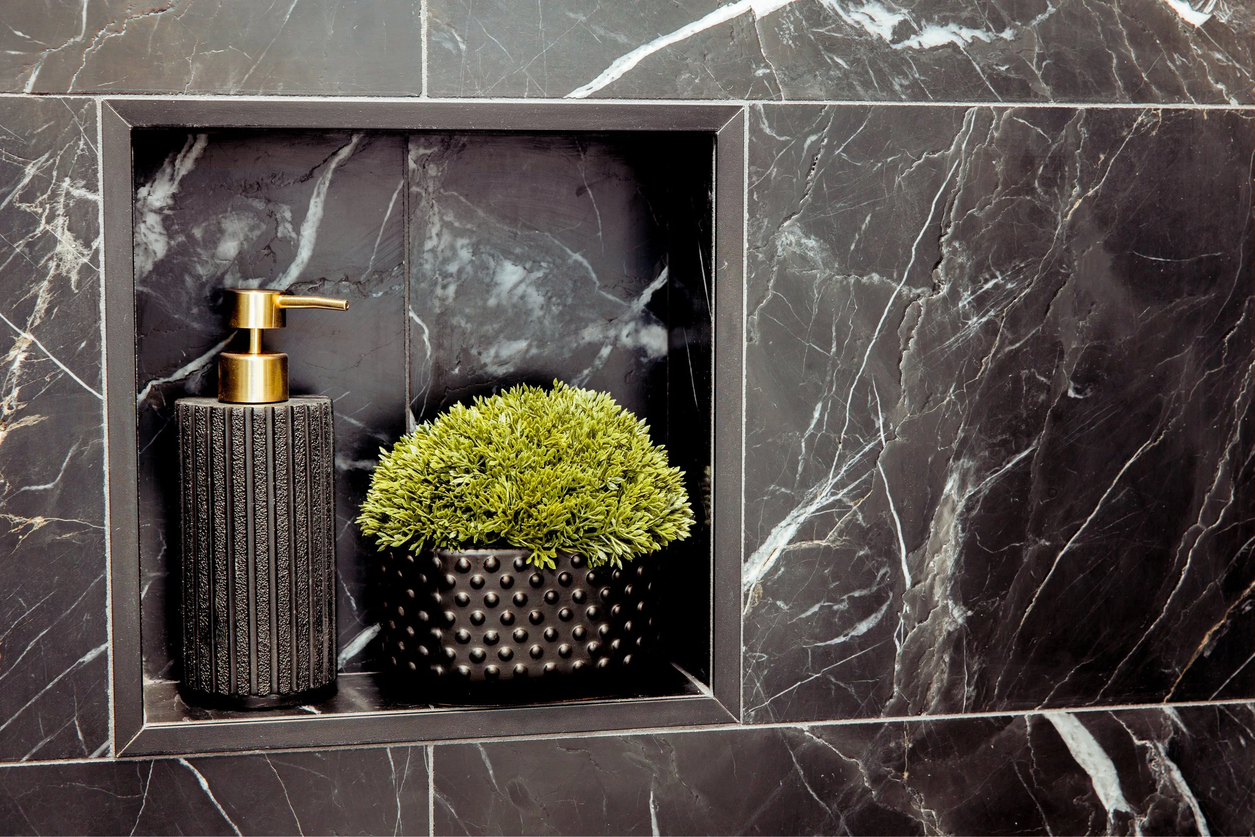 Tile Shower Niches - black tile