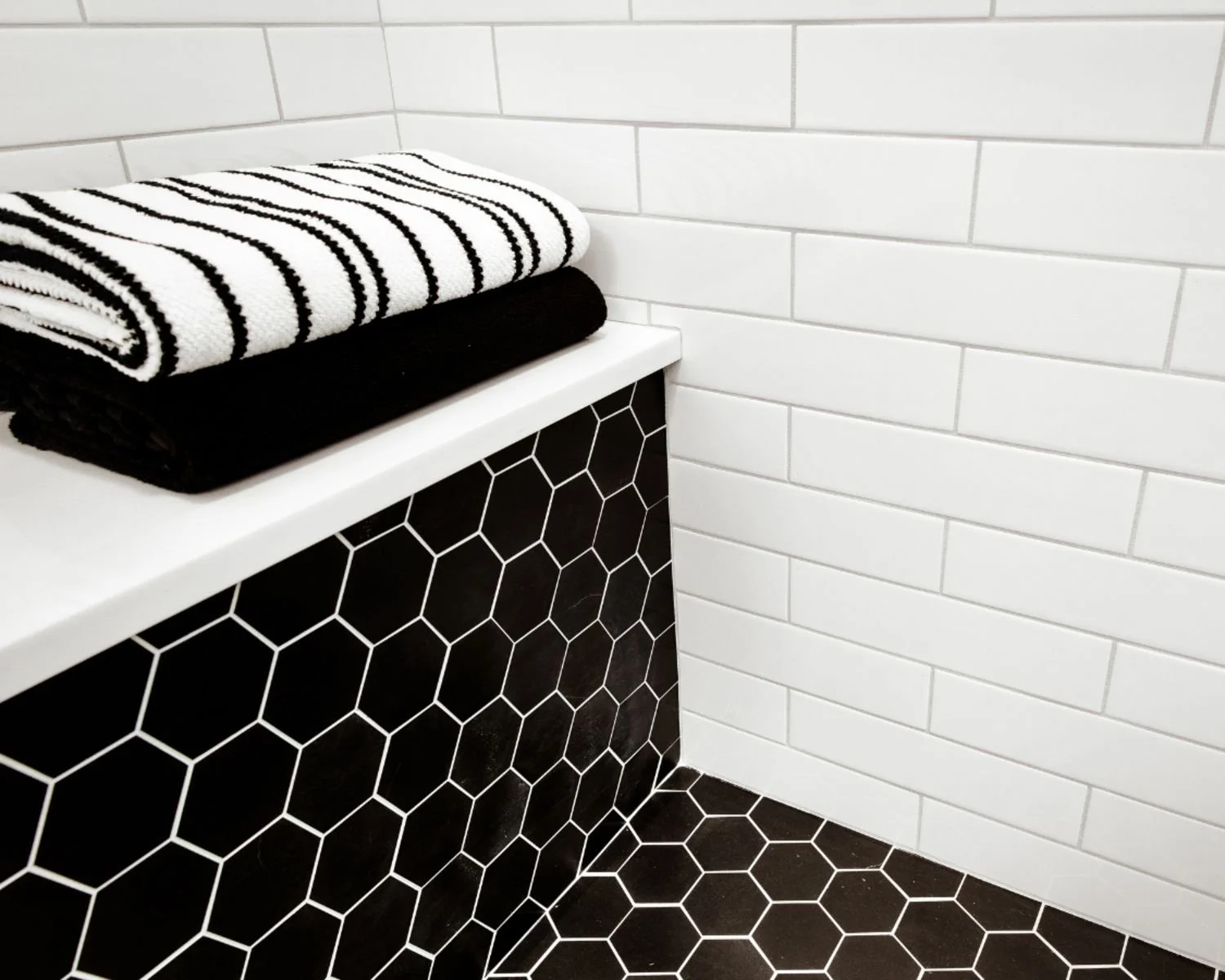 Black tile with white grout