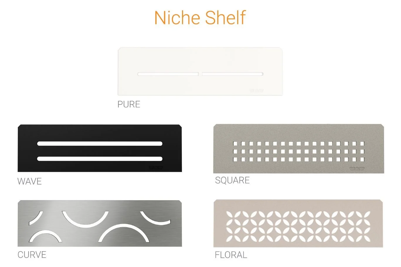 Shower niche shelves