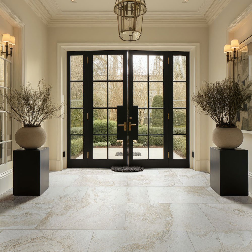 Durable porcelain tile entryway