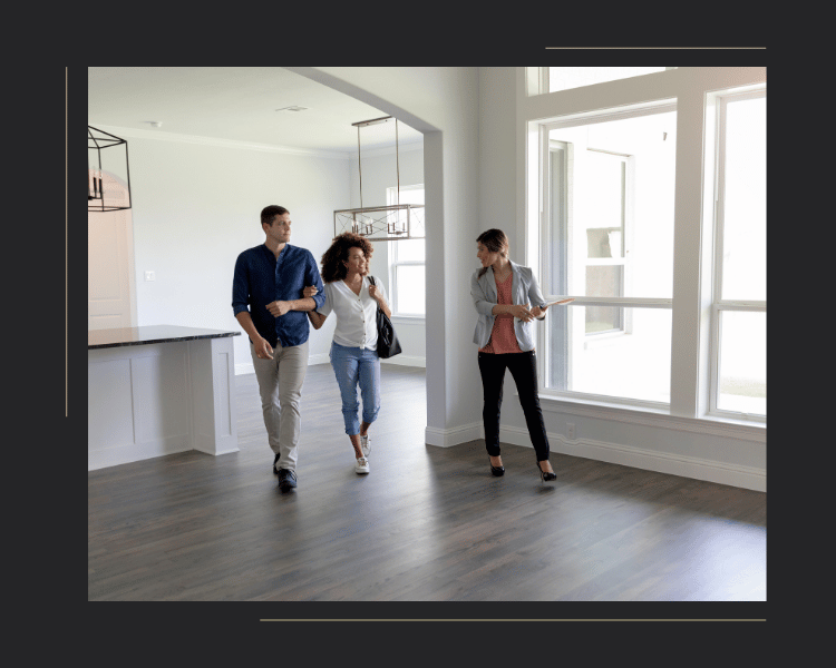 Realtor giving a tour of a Main Line home for sale
