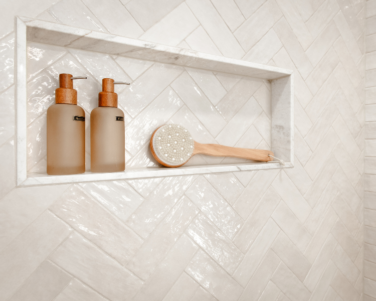 2026 Bathroom Color Trends - Built in shower niche