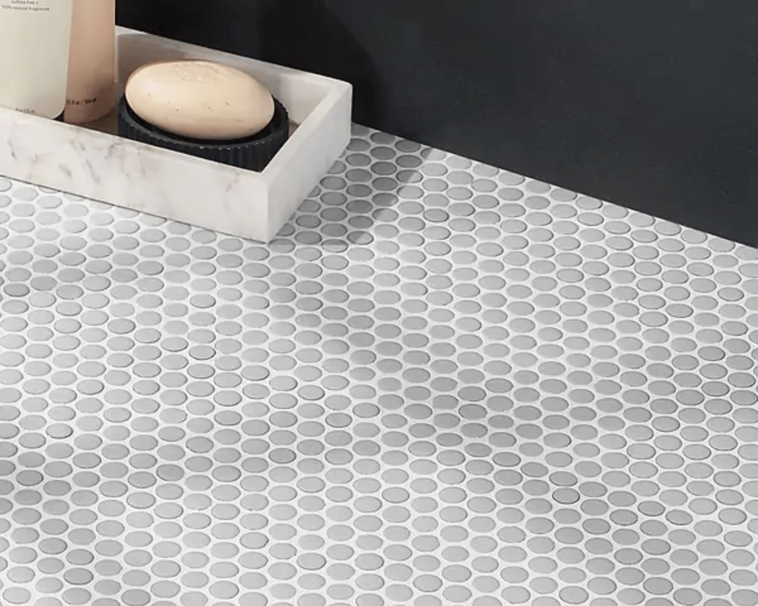Gray penny tiles