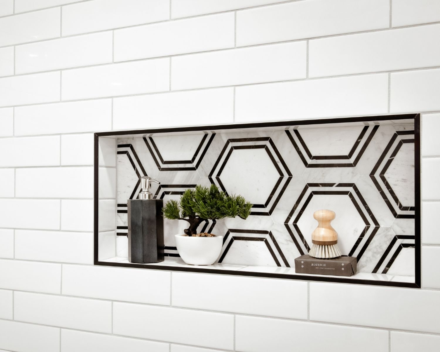White tile with black accents
