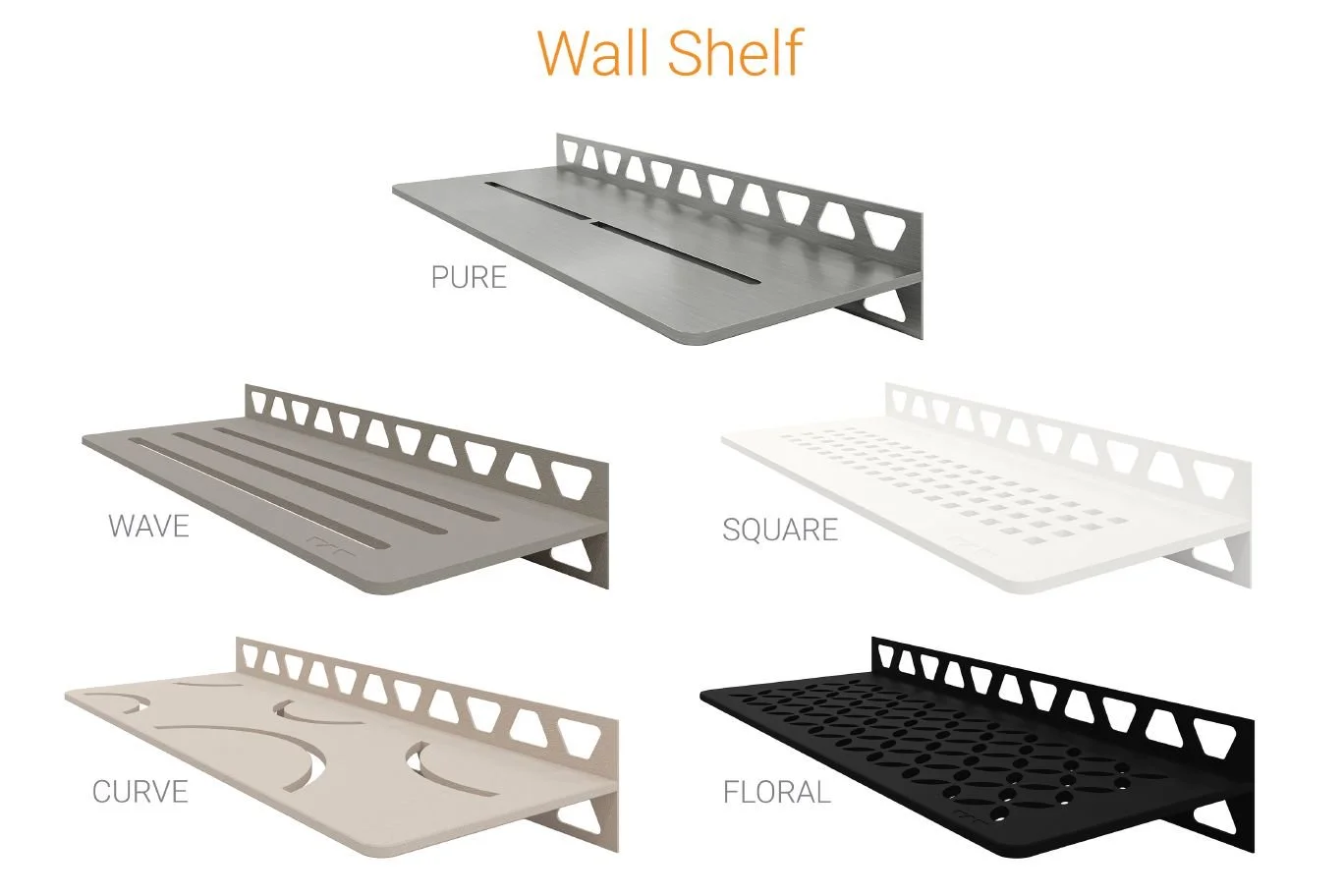 Shower wall shelves