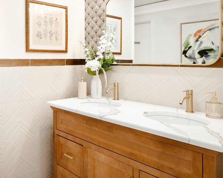 2026 Bathroom Color Trends - Warm Metallic Hardware