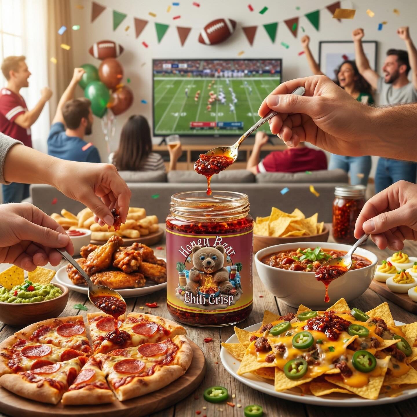 Be the MVP of any Super Bowl party!
It&rsquo;s the big game so you need big flavor, and Honey Bear Chili Crisp plays every position and hits hard! 
When it comes to flavor, there are no substitutions. 
Order your jars from the link in our bio