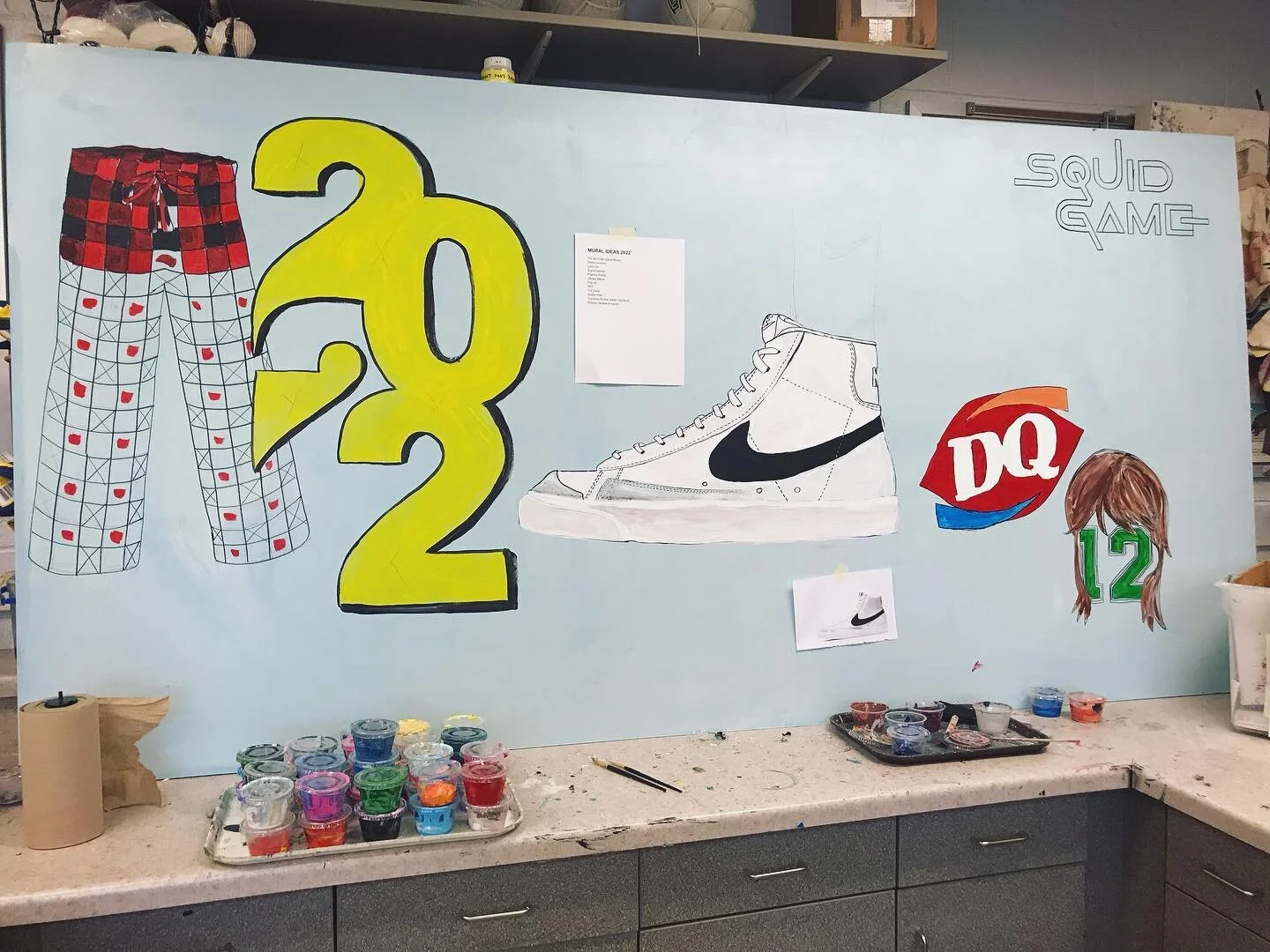 Help us brainstorm! What happened this year? #2022 #mural #artproject #middleschoolart #arteducation #badgerartclass
