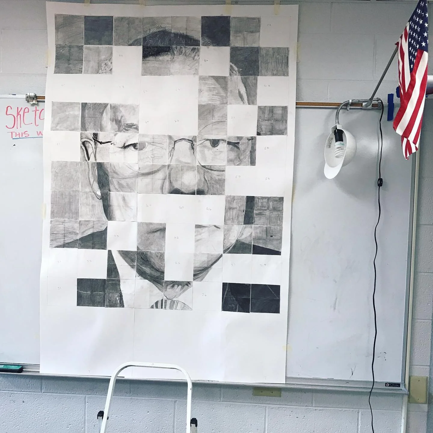 Guess who??? #blackhistorymonth #badgerartclass #middleschoolart #griddrawing #portrait #arted #arteducation