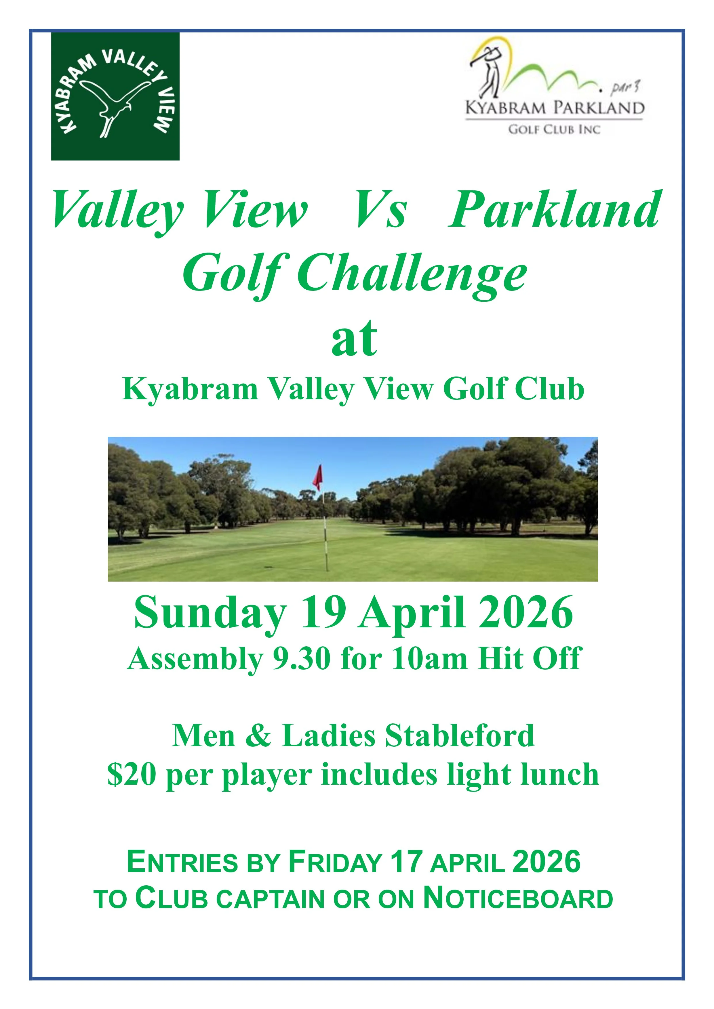 Valley View vs  Parkland Challenge - Sun 19 April