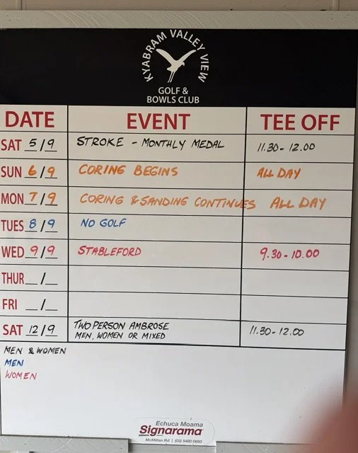 Course Closed for Coring