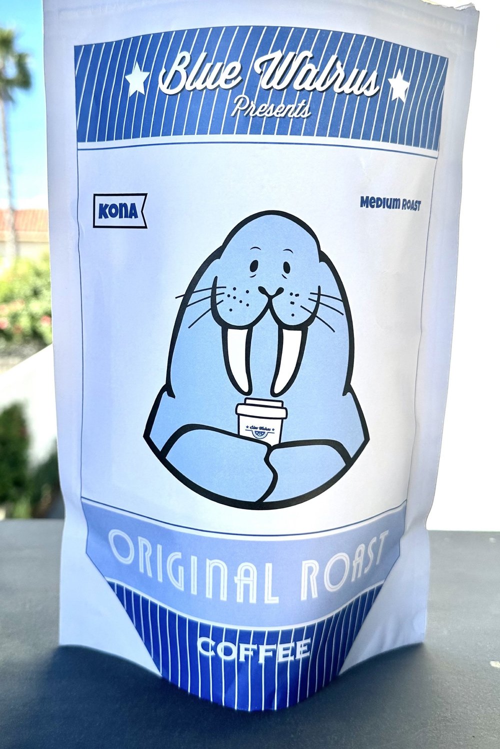Blue Walrus Original Roast 1 Pound Bag (16oz) - WHOLE BEAN - KONA