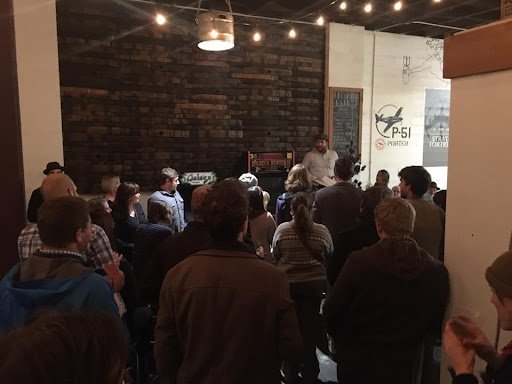 Lowell giving a speech at the Tacoma Needs Trees launch party, January 2017.