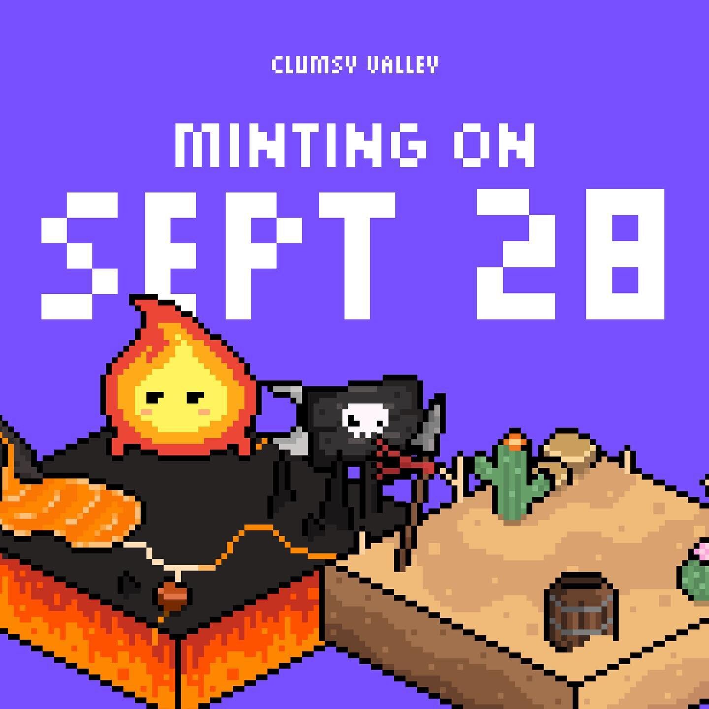 🚨 Clumsy Valley Mint 🚨 

Round 1 - September 28th @ 2PM EST
This round is a 1 for 1 Whitelist mint for Clumsy Ghosts holders.

Round 2 - September 29th @ 2PM EST
Unlimited mint for Clumsy Ghosts holders

Round 3 - September 29th @ 6PM EST

Mint wil