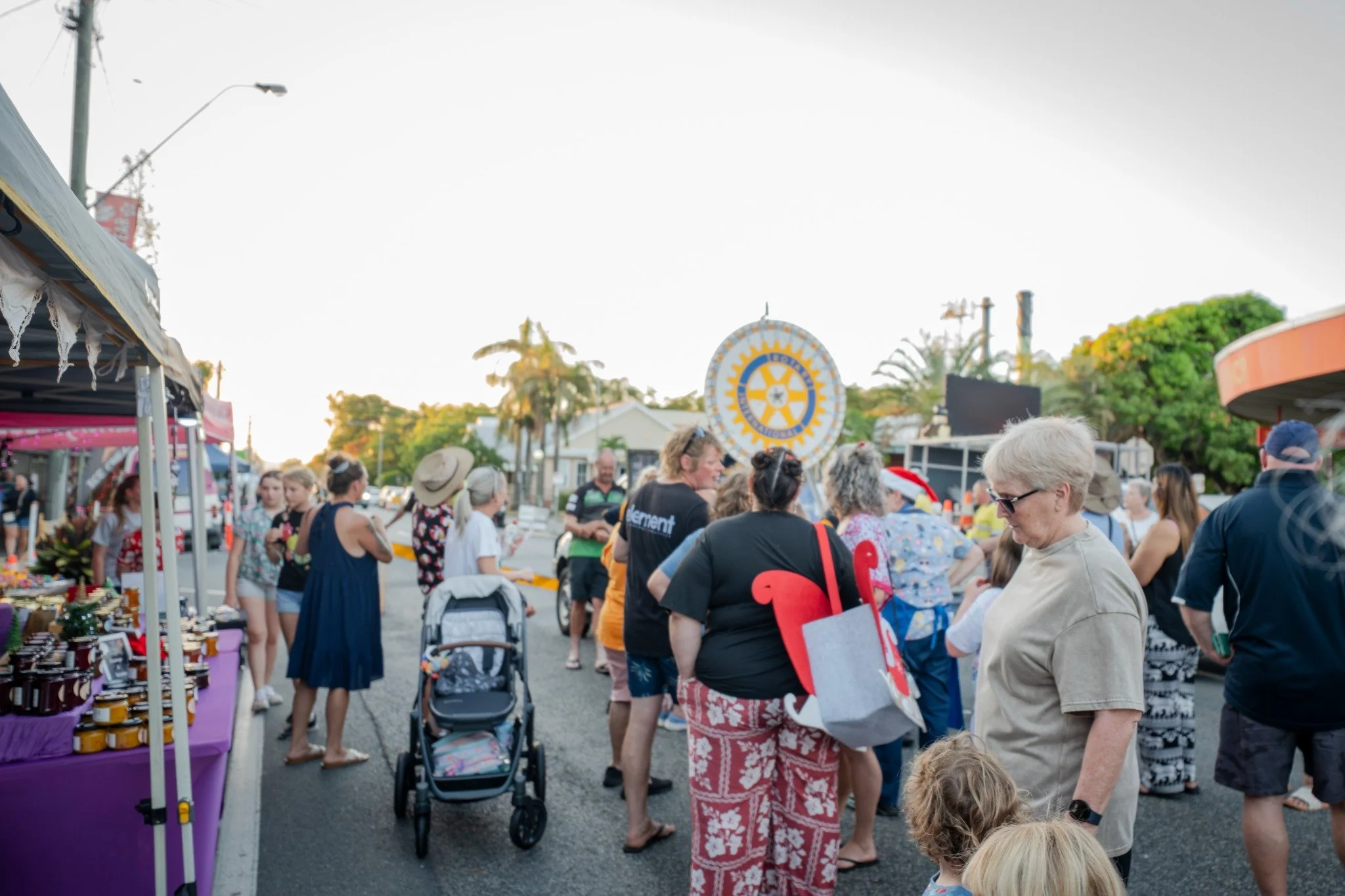 Market stalls and community fundraising on Main Street last year.
