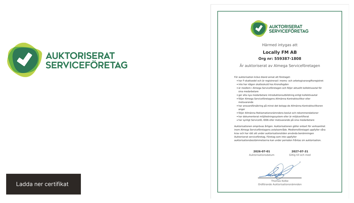 Auktoriserat serviceföretag