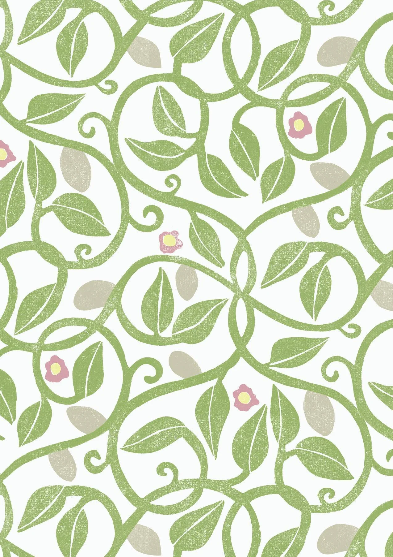 Marjorie Mint – Linocut Wallpaper