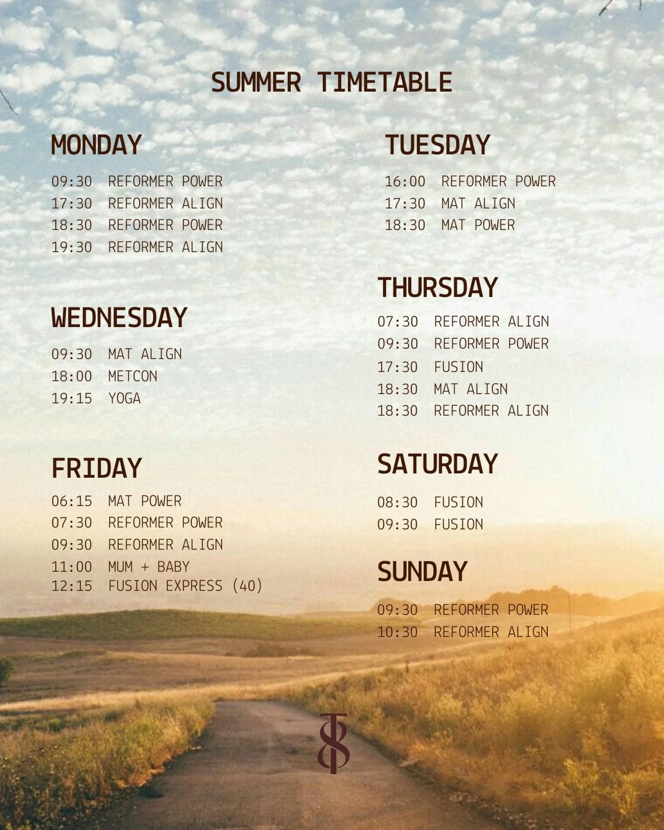 NEW SUMMER TIMETABLE ☀️ (starts W/C 15th June)

A few small changes are coming to the timetable, including a new lunchtime express class, an additional morning of classes and a couple of timetable shifts to better align with demand.

At TWELVE08, we&