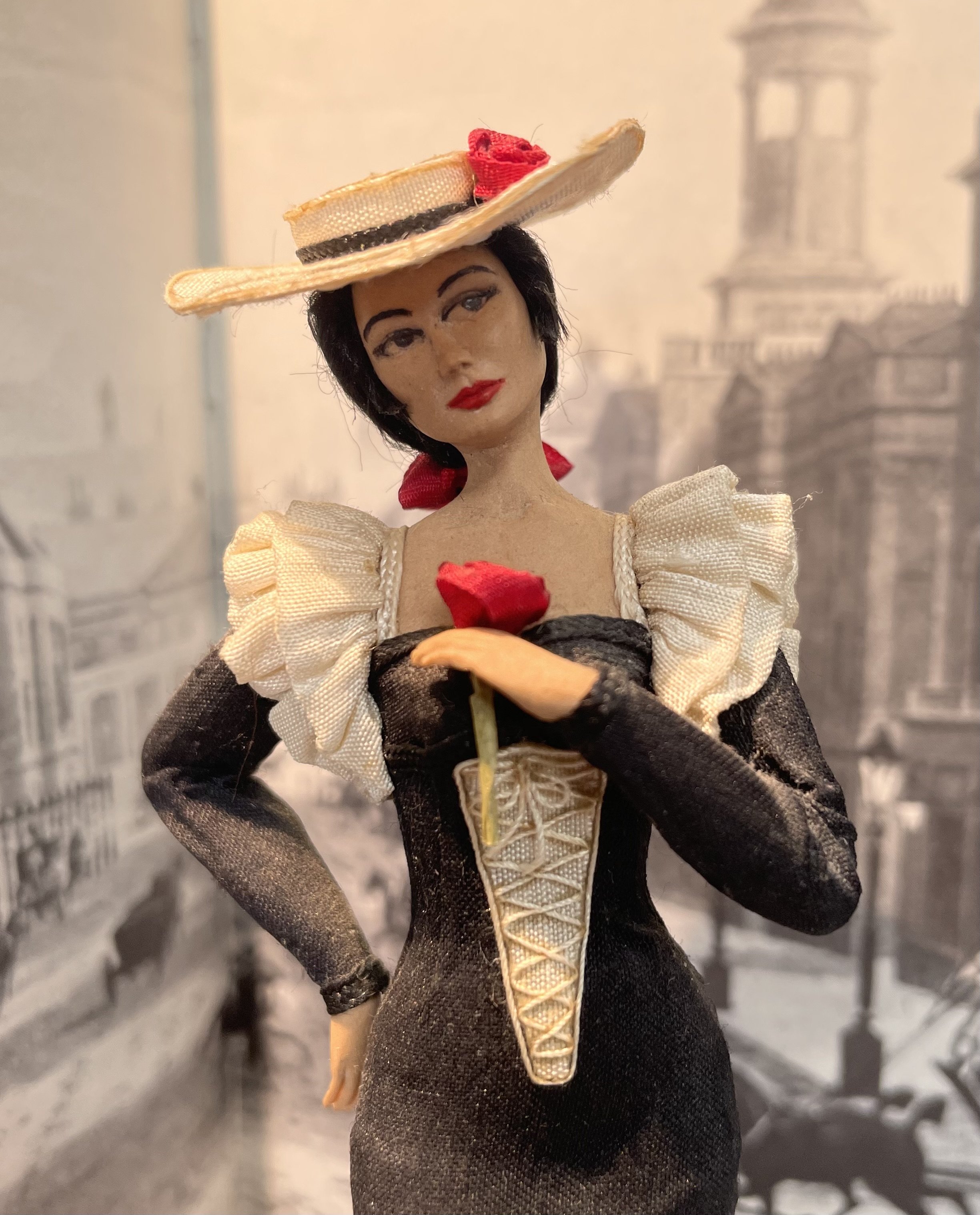 Lady in Spanish style dress.
