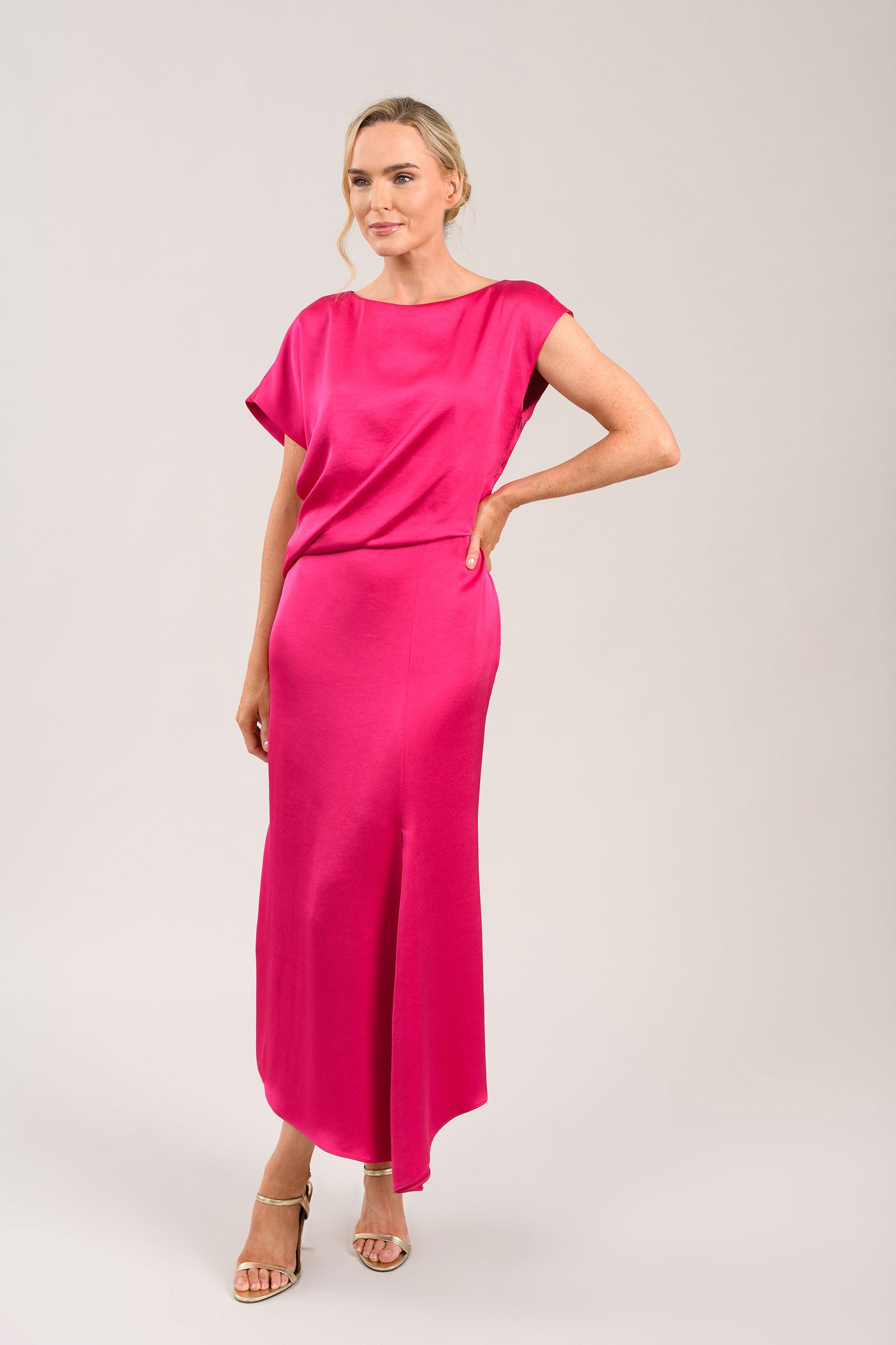 Ania Dress in cerise pink