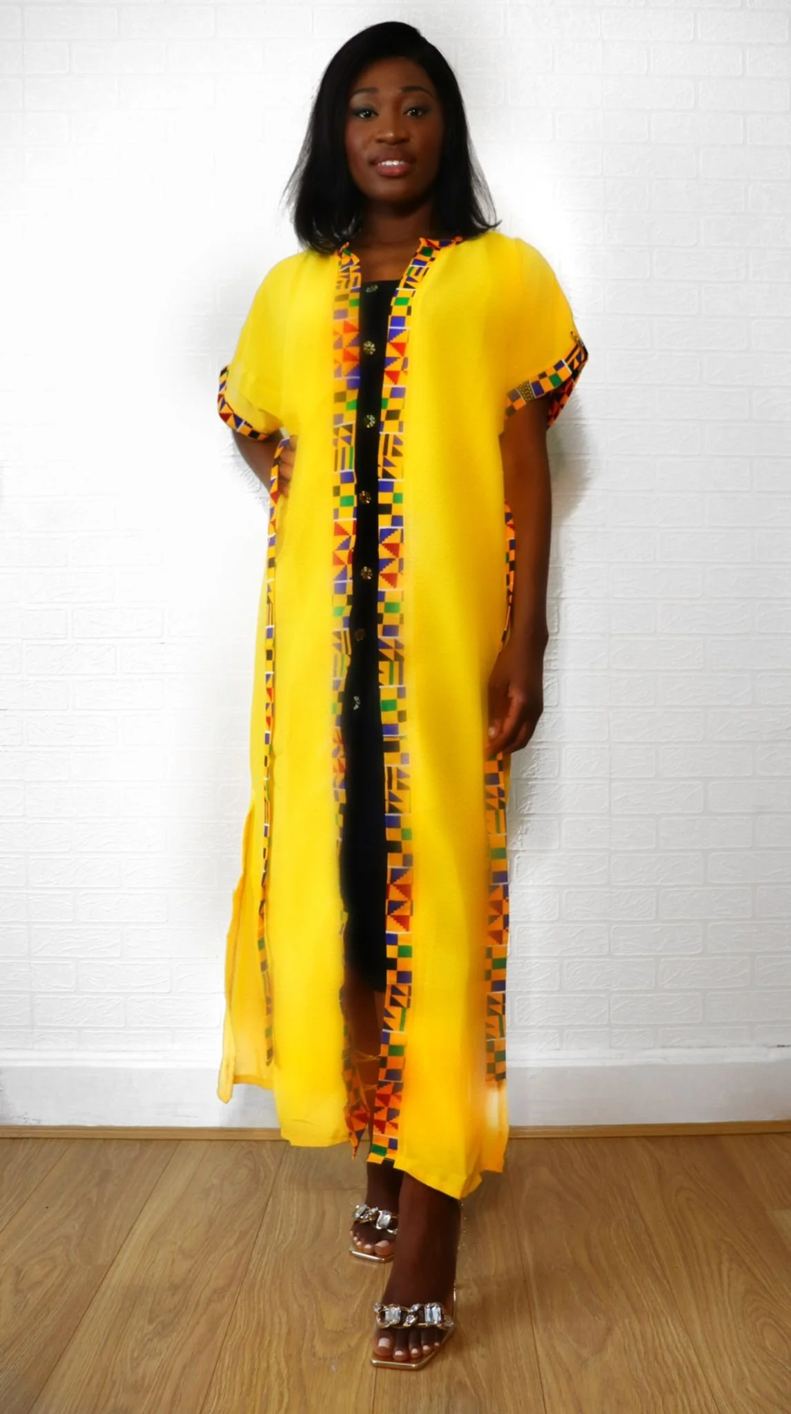 Long Yellow African Patterned Robe