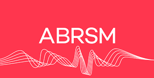 Red background with white stylized wave lines and the text 'ABRSM' in the center.