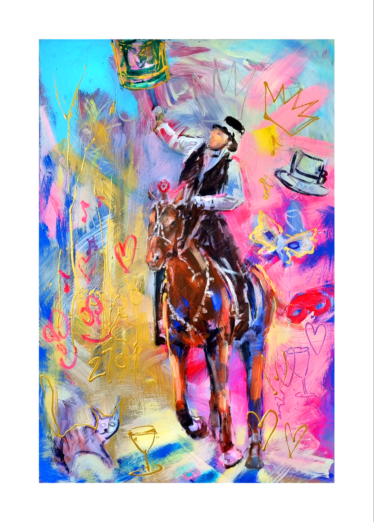 Fastelavn 2791, 50 x 70 cm. Klik for at se fuld størrelse. Originalværk hænger på Madhuset i Dragør.