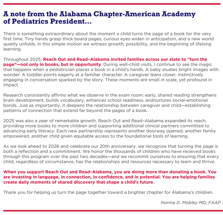 Impact Report 2025 — Reach Out and Read-Alabama