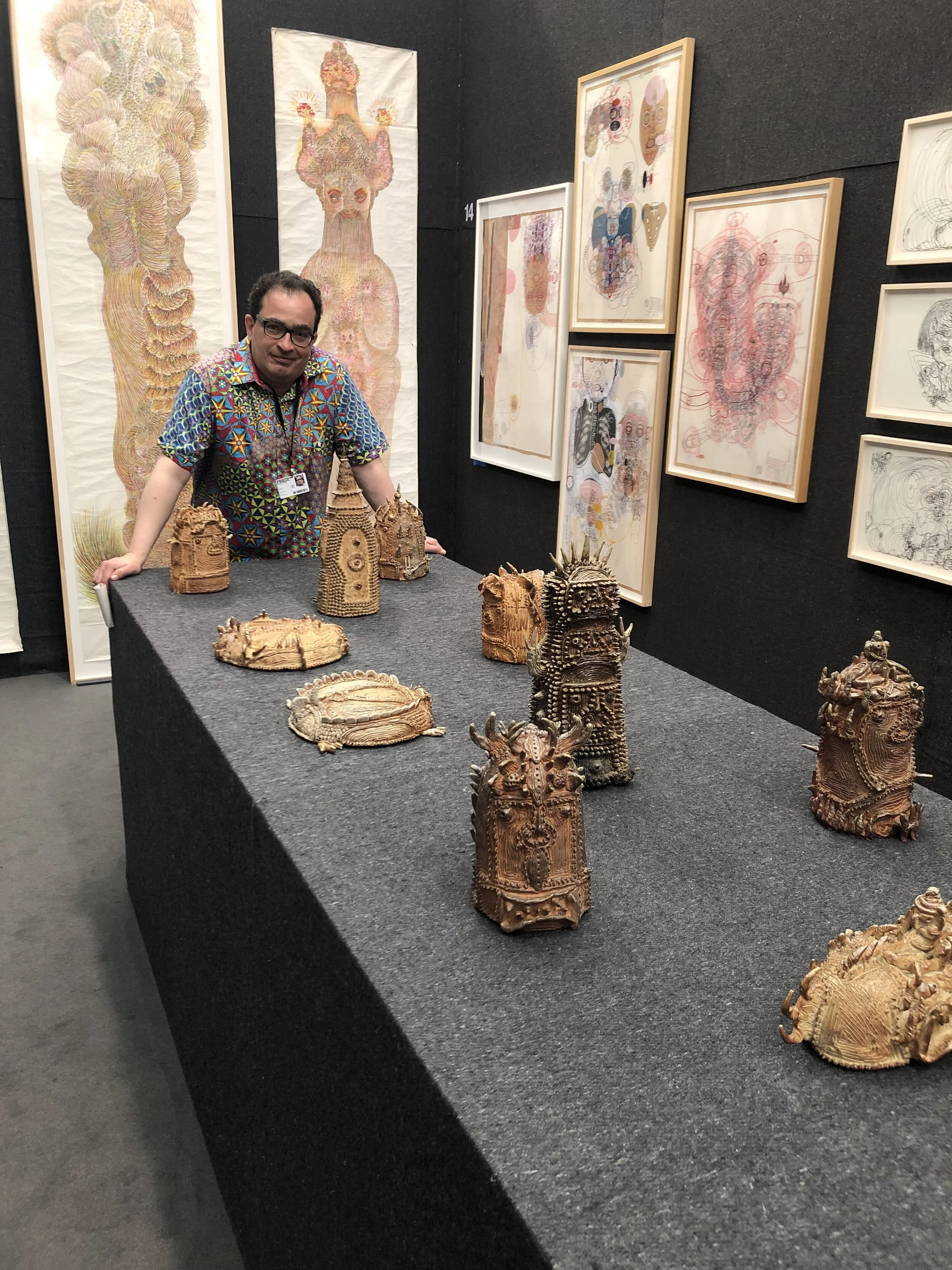   Javier Tellez next to the Shinichi Sawada work at Frieze New York 2019  