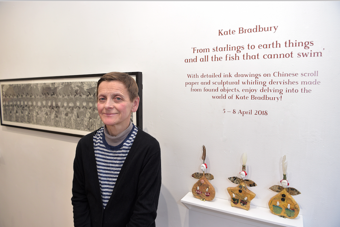   Kate Bradbury at her exhibition. Photo by Andrew Hood  