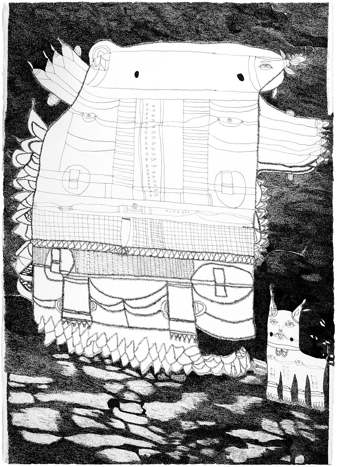   Untitled (2003), 2000 Ink pen on textured paper 50x70cm, 19.7x27.6 inches  