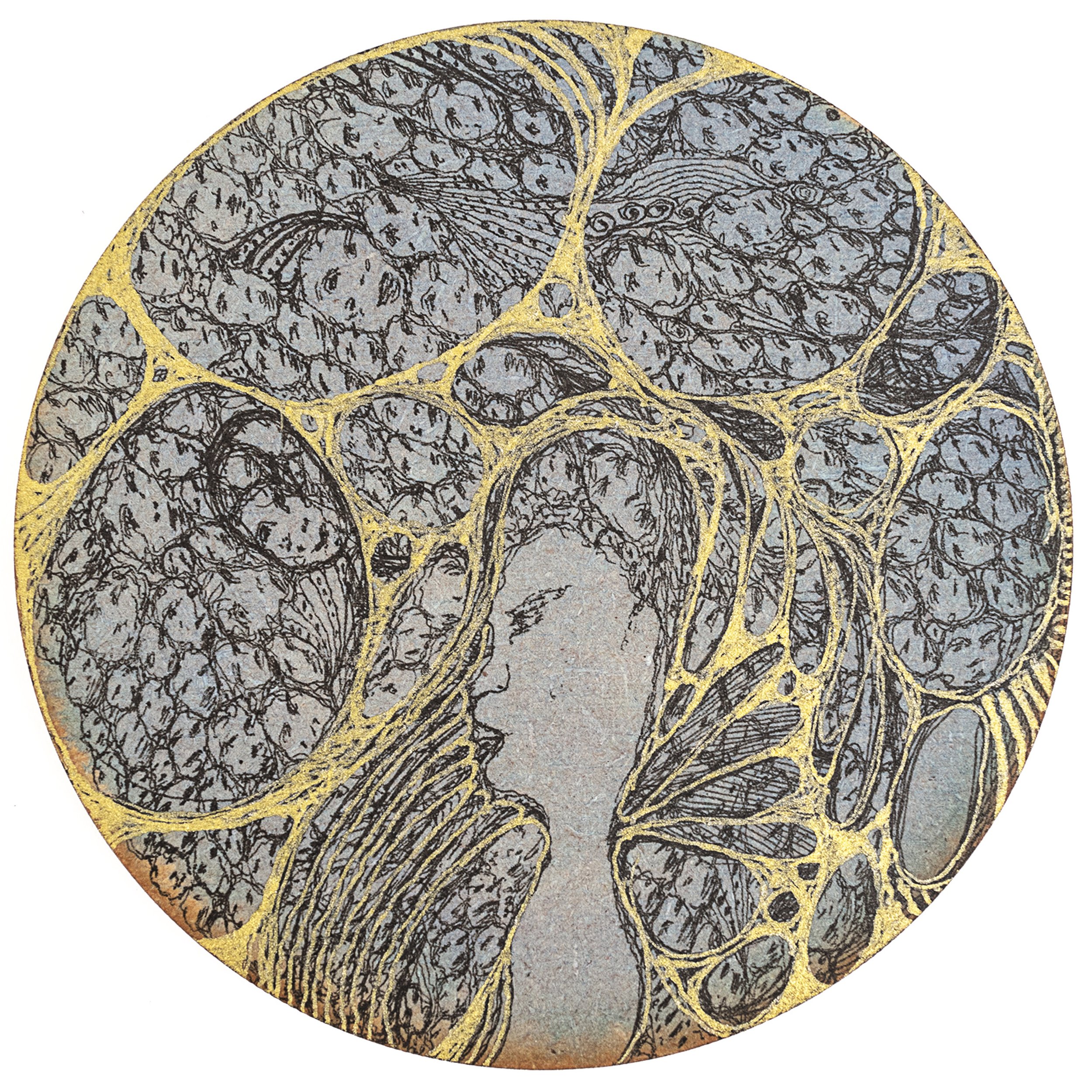  Chris Neate Untitled (22), 2022 Ink pen on painted MDF wood 10cm diameter, 3.9 inch diameter Photograph by Ellie Walmsley 