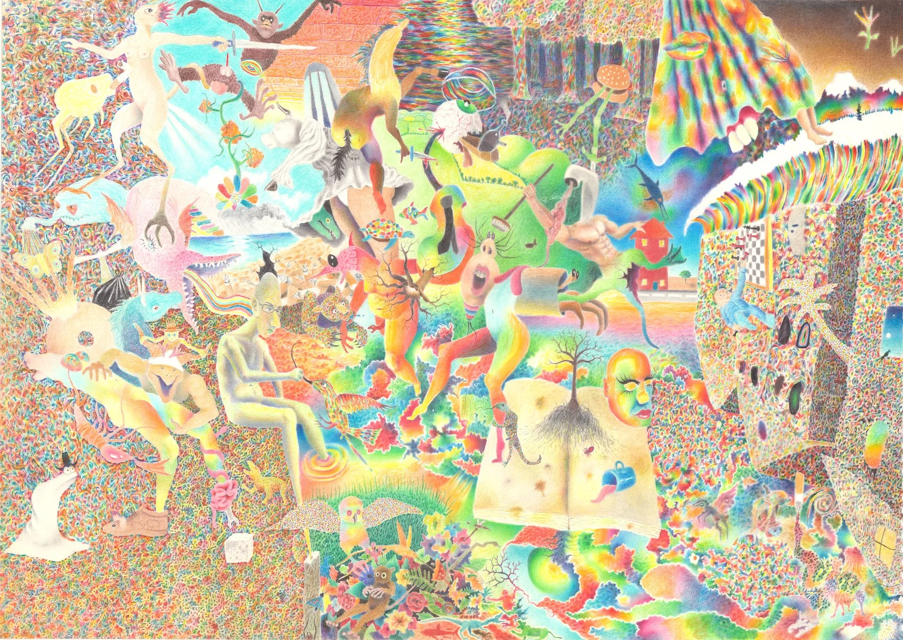  Jesse James Nagel Interstellar Triassic Funk, 2023 Polychromos and carand'ache pencils on paper 60x42cm, 23.6x16.5 inches 
