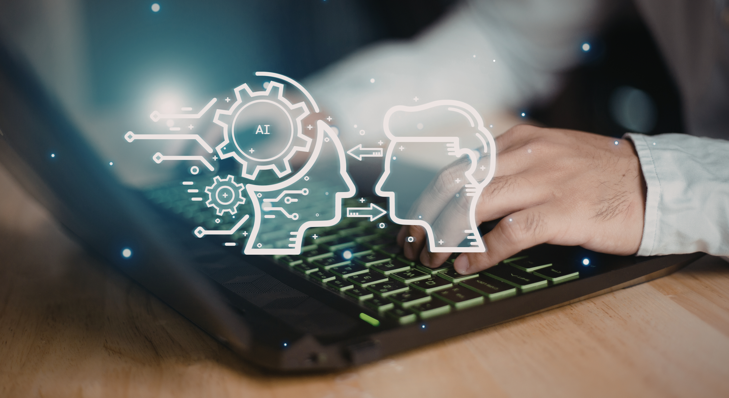 Human typing with AI assistance