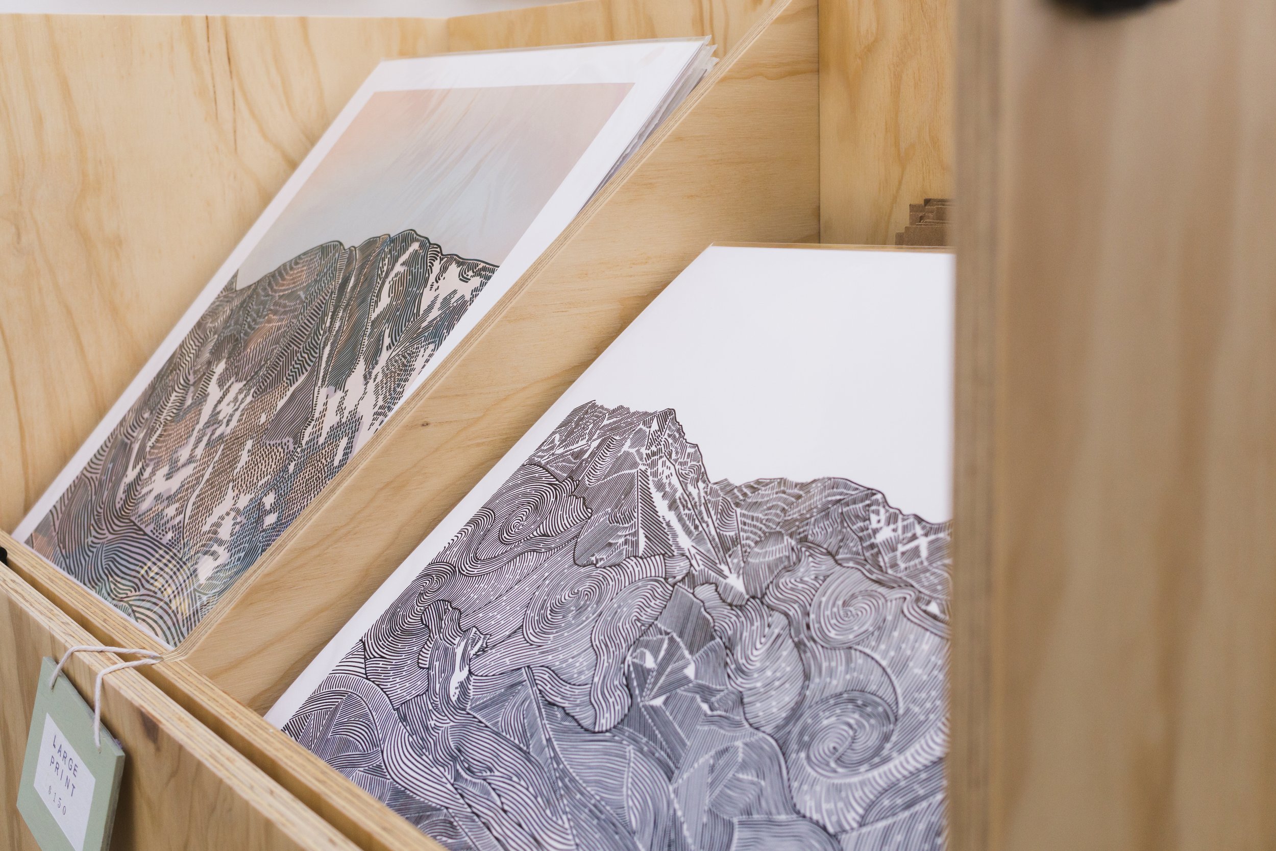 Topo Design Artwork in Wooden Display Table