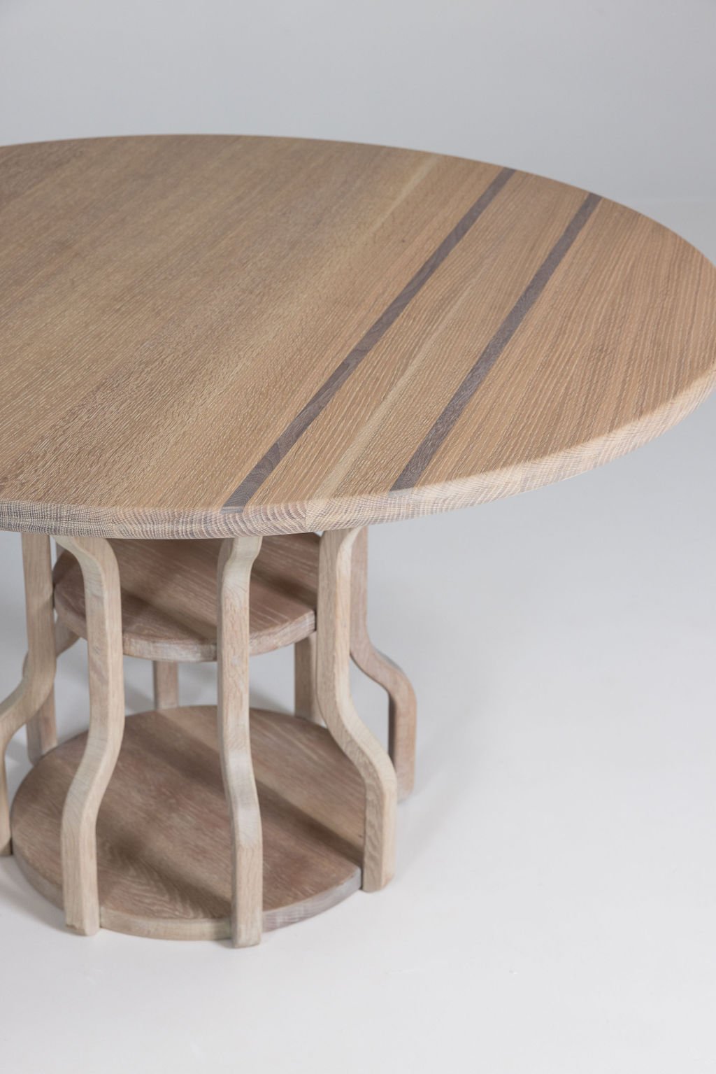 Circular Three Tiered White Oak Table