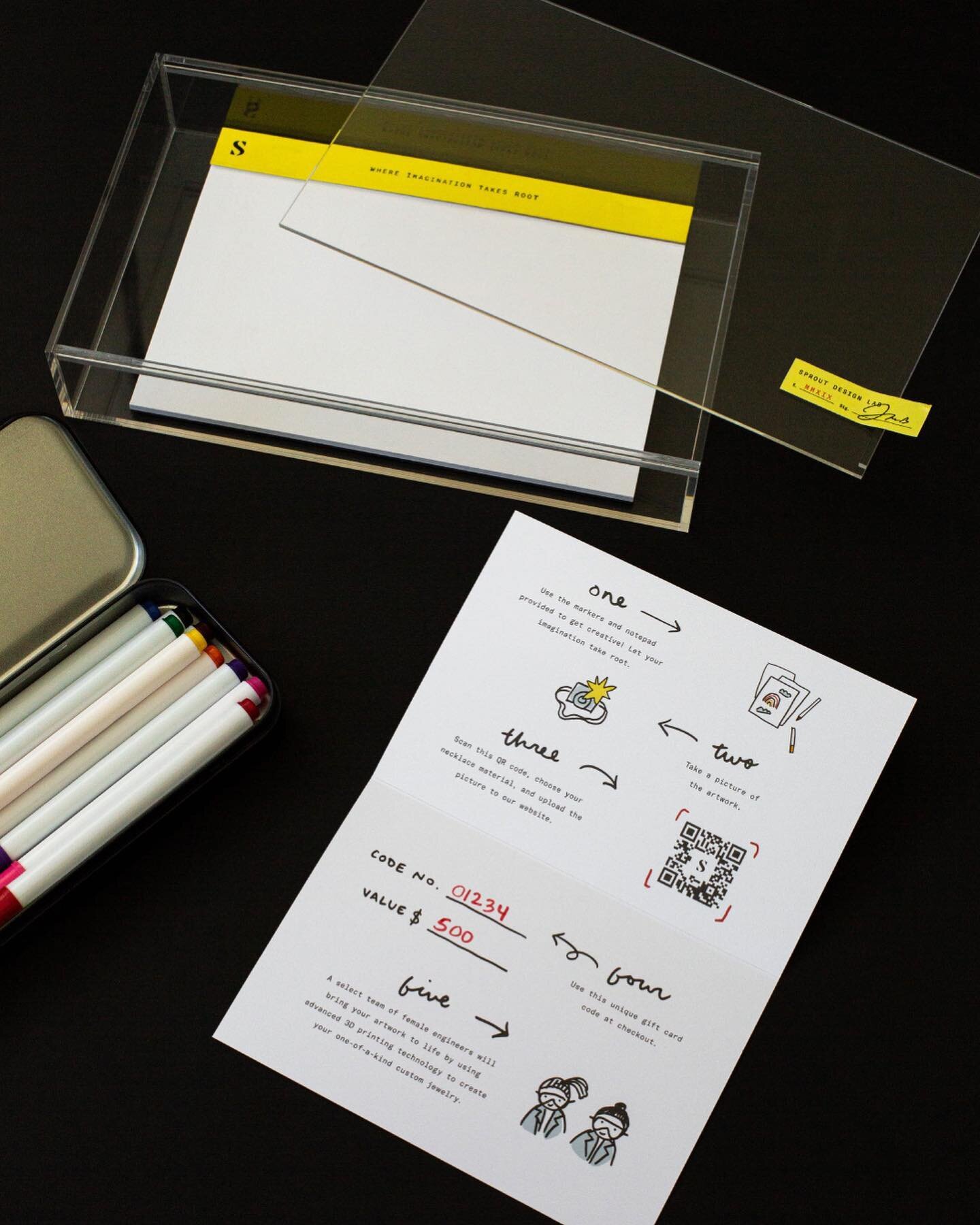 Another look at the @sproutdesignlab Drawing Kit, including an instruction card illustrating the steps of creating your artwork and redeeming your code for a one of a kind treasure. #todayatsaturday