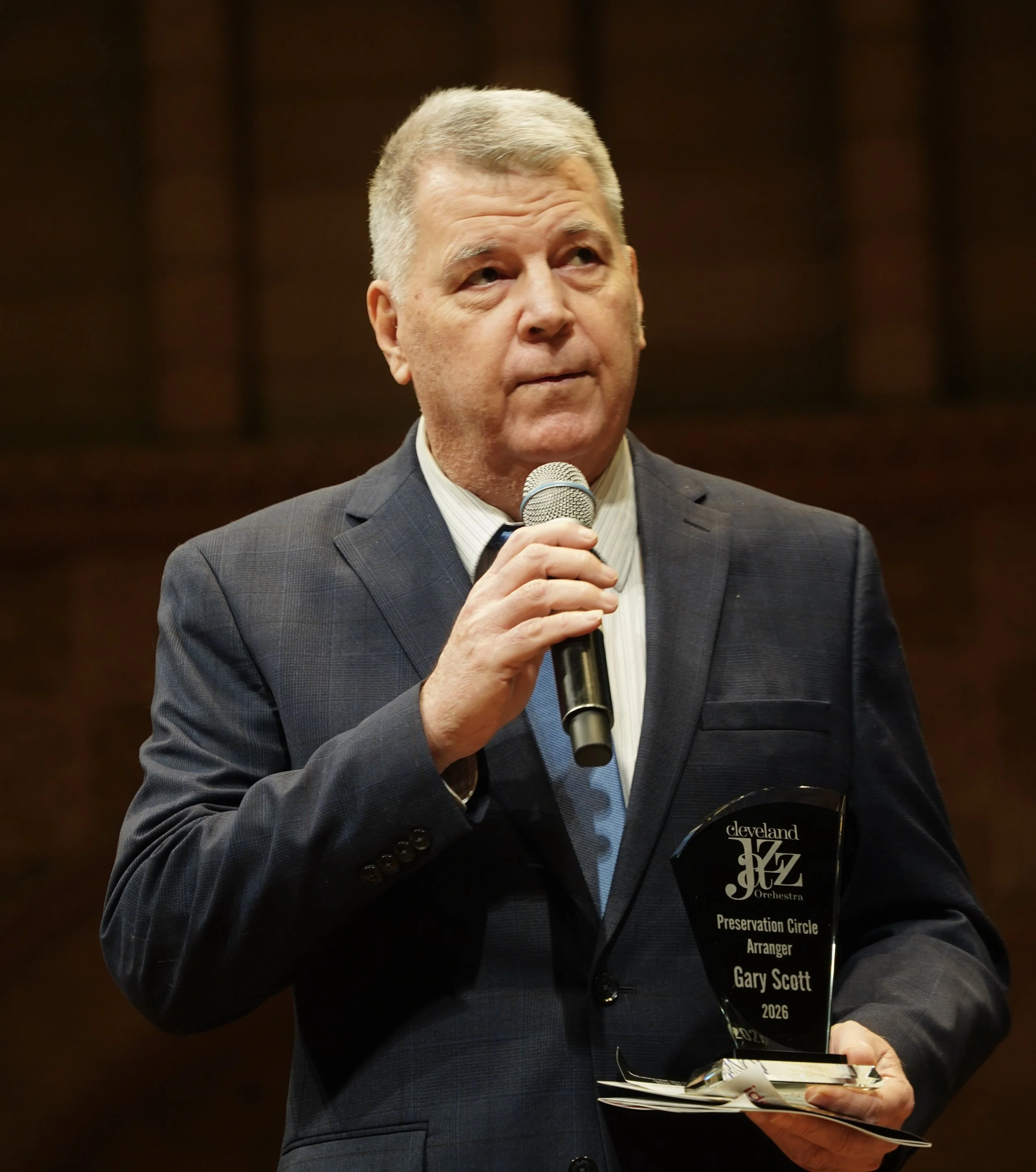 Gary Scott holding CJO Preservation Circle Award