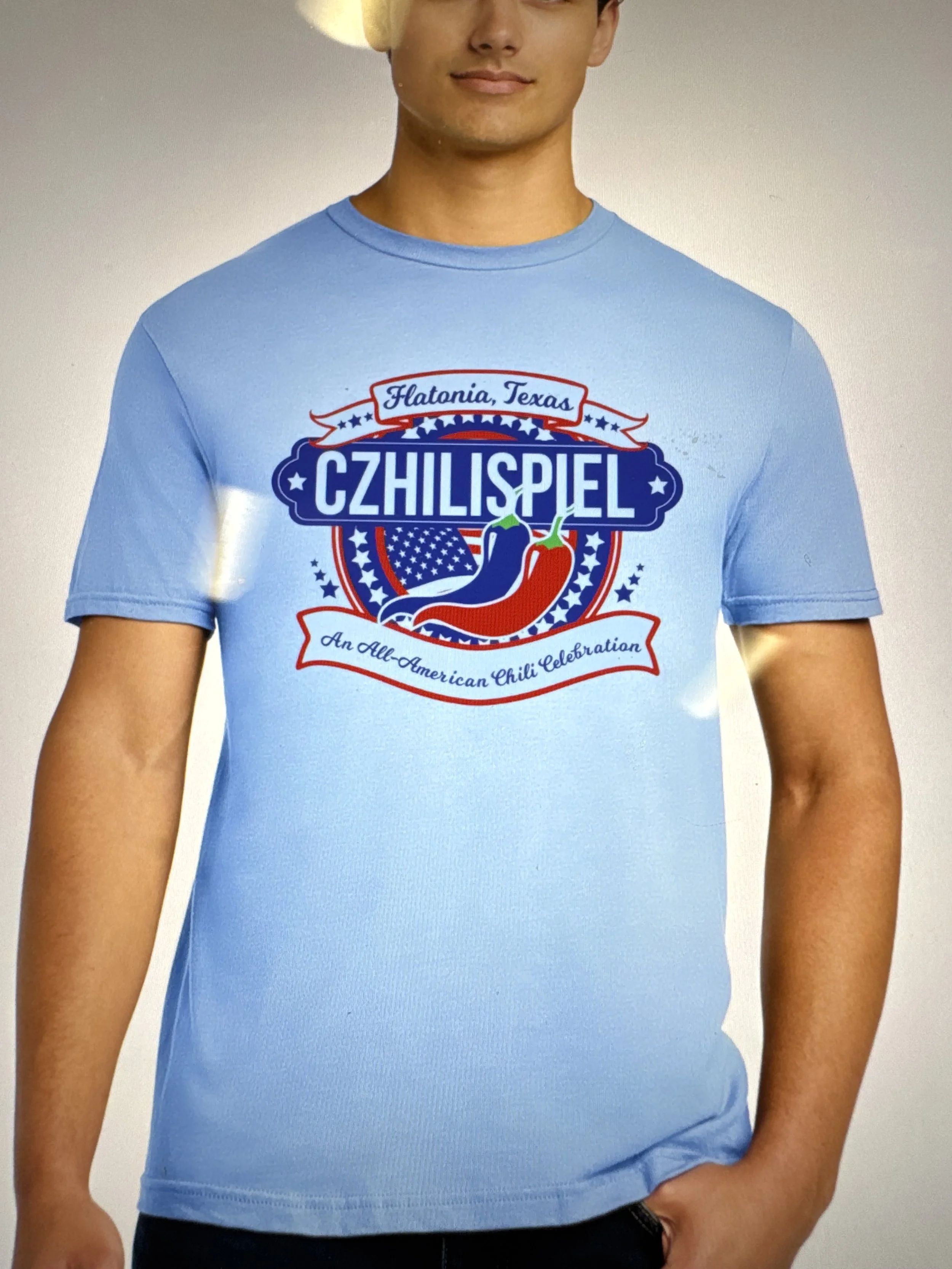 Light Blue Drifit Shirt with American Print -(Adult Short & Long Sleeve)