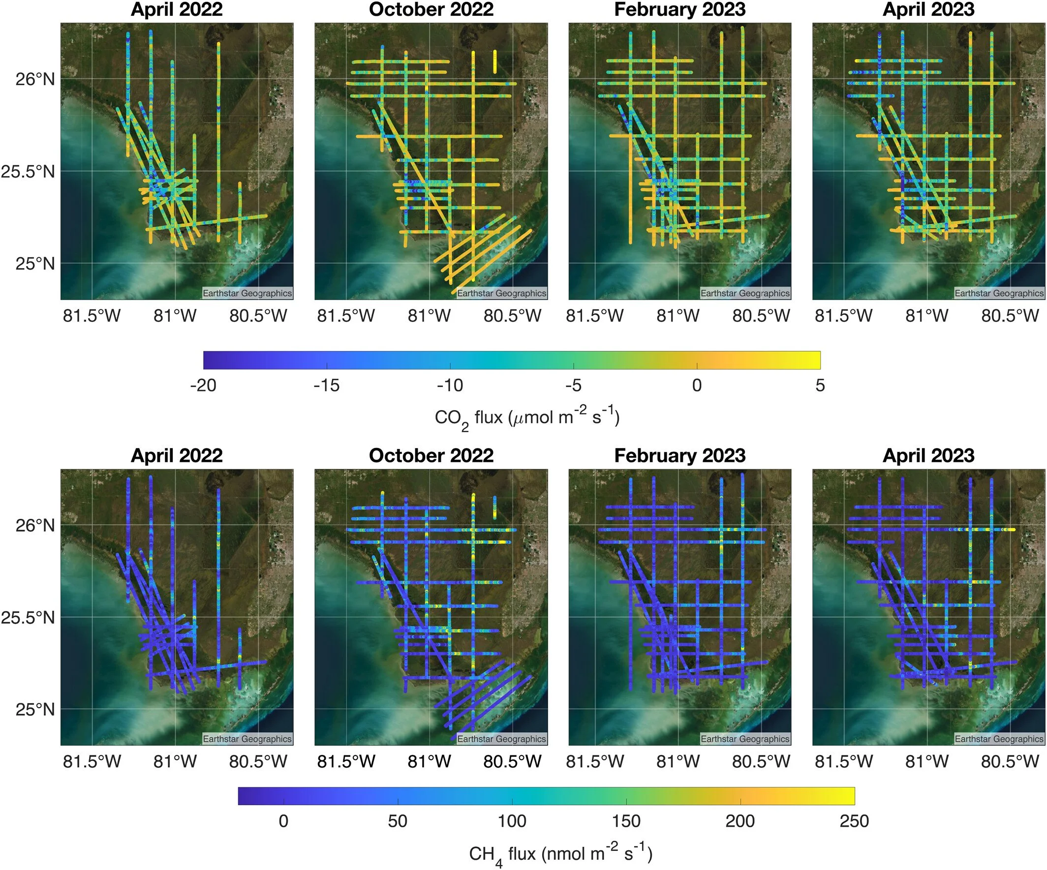 Assessment of Landscape-Scale Fluxes of Carbon Dioxide and Methane in Subtropical Coastal Wetlands of South Florida