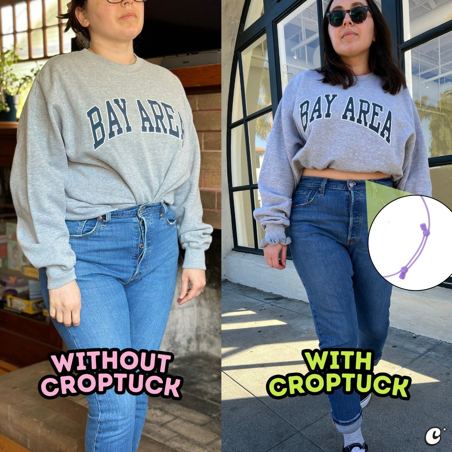 One picture says it all: from ordinary to extraordinary! Transform your outfit instantly with Croptuck. 🌟 

Which look do you prefer? Let us know in the comments! 👇 
#croptuck #croptop #slivercrop #oversizedsweater #fashion #fashionessentials #styl