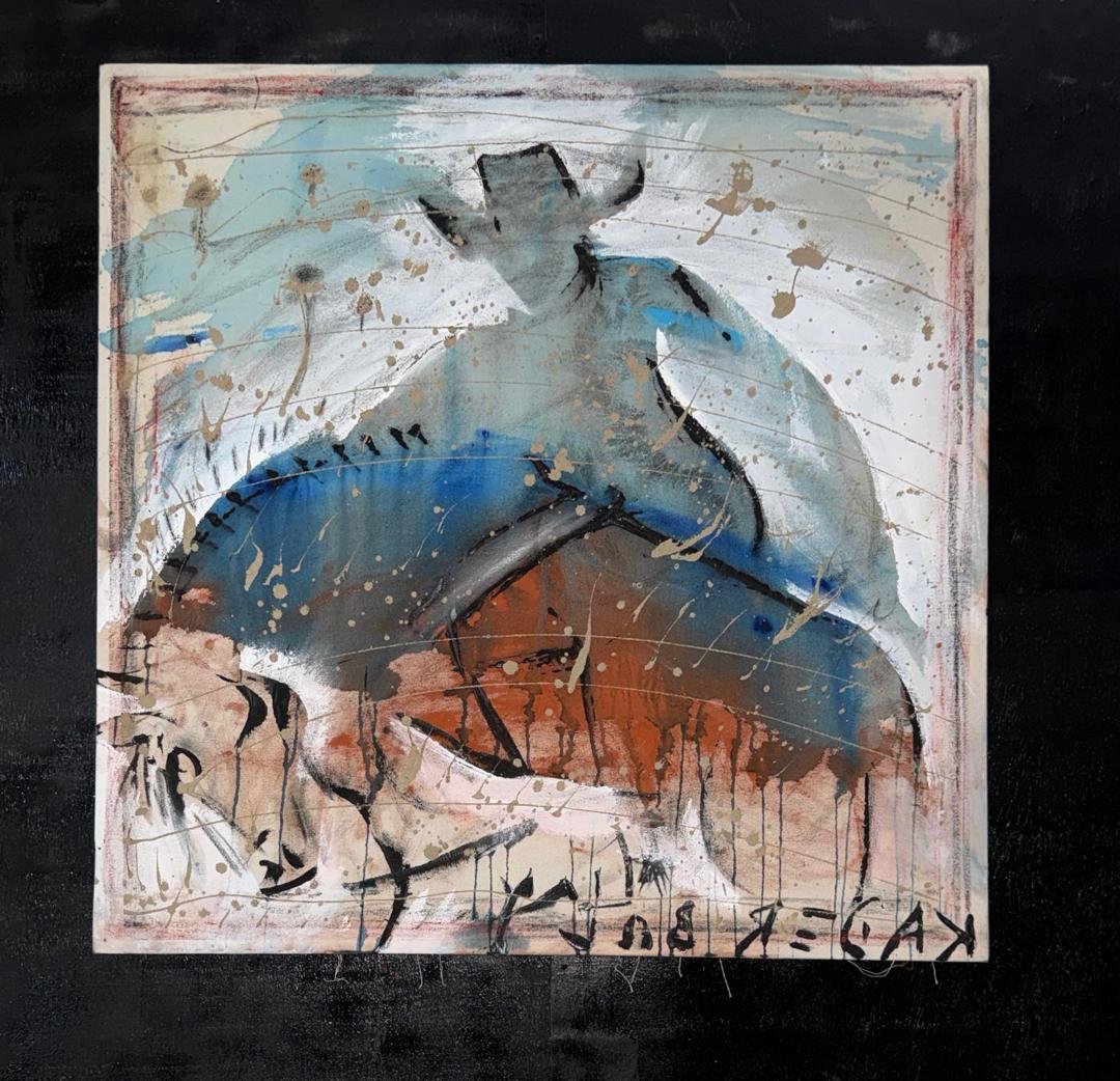 Women and wild horse I Original Painting | Monsoon Season Series (36'' x 36'')