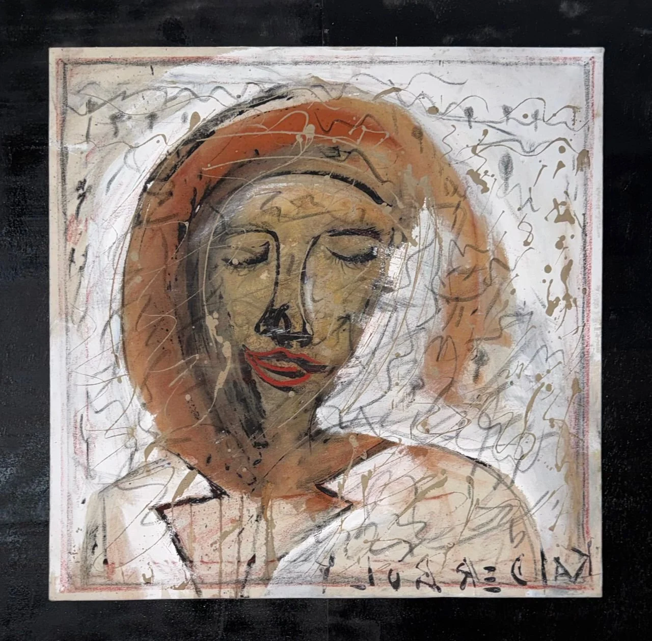 Femme Rouge à Lèvre I Original Painting | Monsoon Season Series (36'' x 36'')