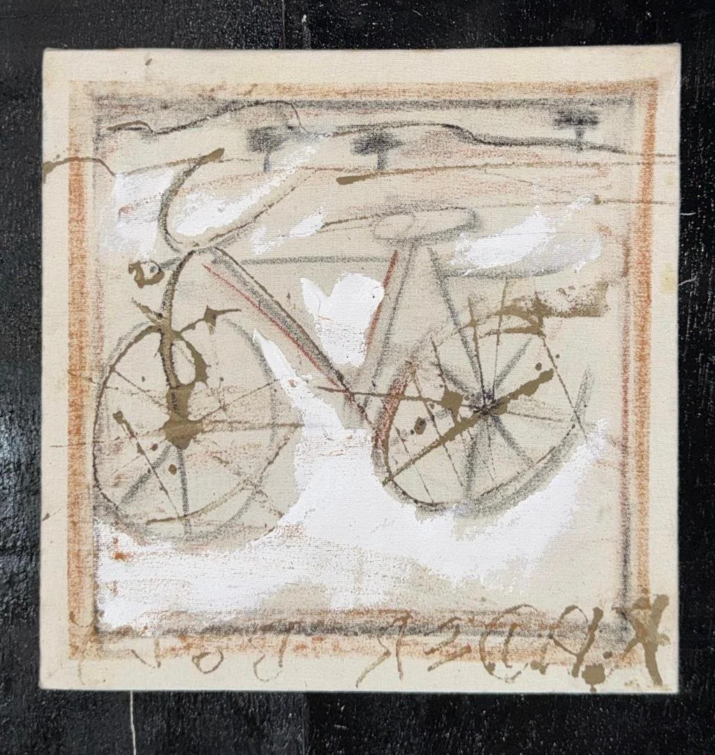 Bike and trail #2  I  Original Painting | Monsoon Season Series (12'' x 12'')