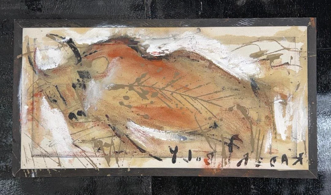 La vache  I  Original Painting | Monsoon Season Series (24'' x 12'')