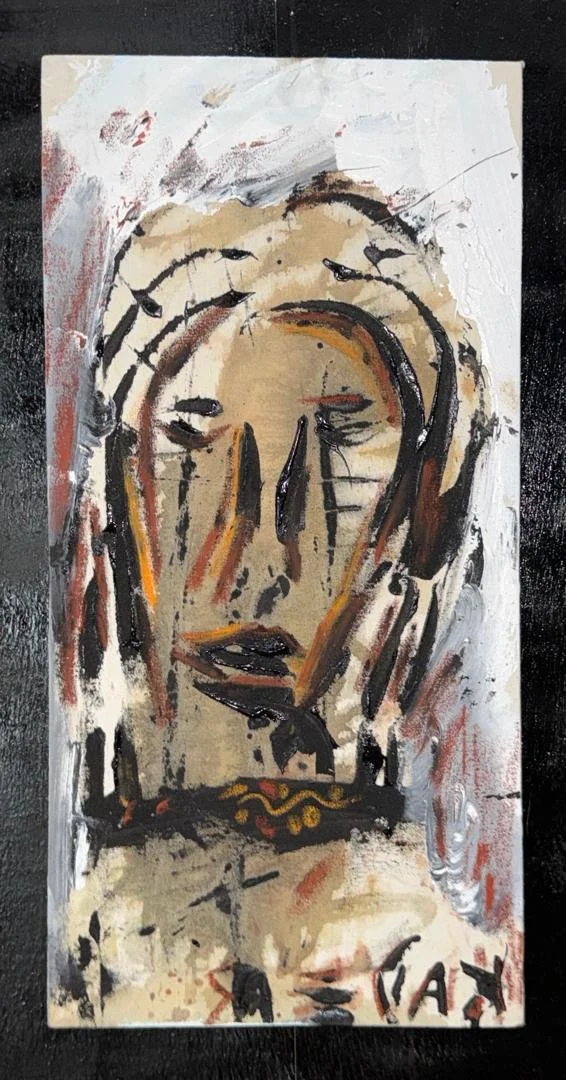 Eastern European woman  I  Original Painting | Monsoon Season Series (12'' x 24'')