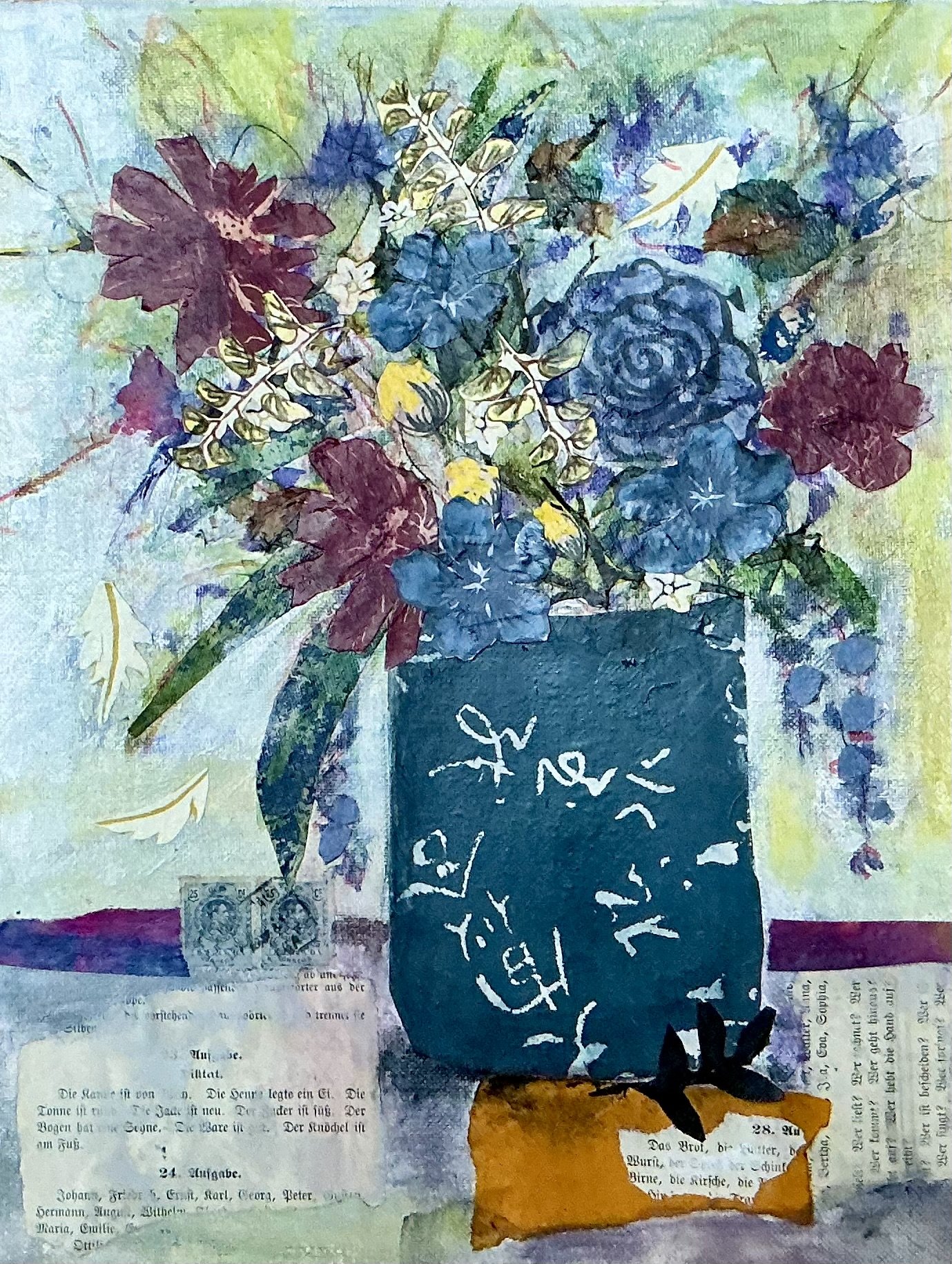 Flowers for Mom | 12" x 15" | Collage on canvas | Available to view/purchase at River Gallery