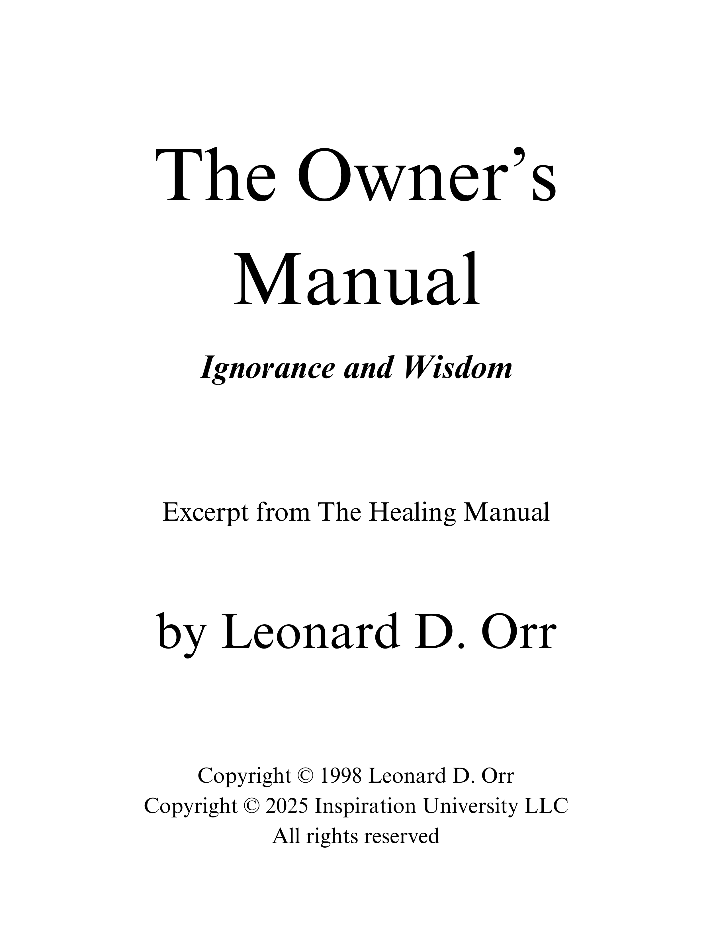 The Owners Manual