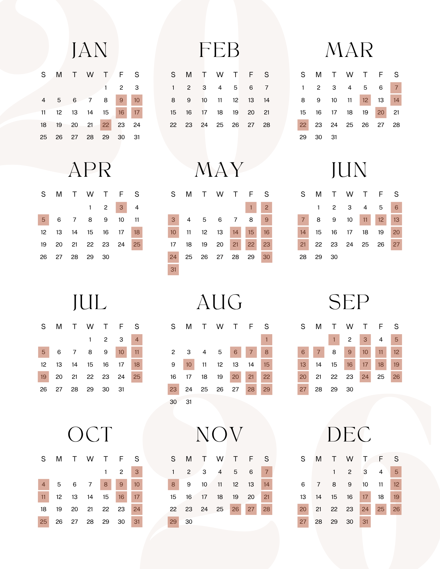 2026 available dates